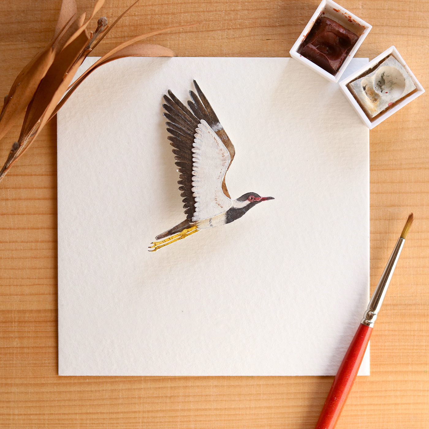 art Bechance bird contemporary art ILLUSTRATION  Miniature paper cut sculpture watercolour wildlife