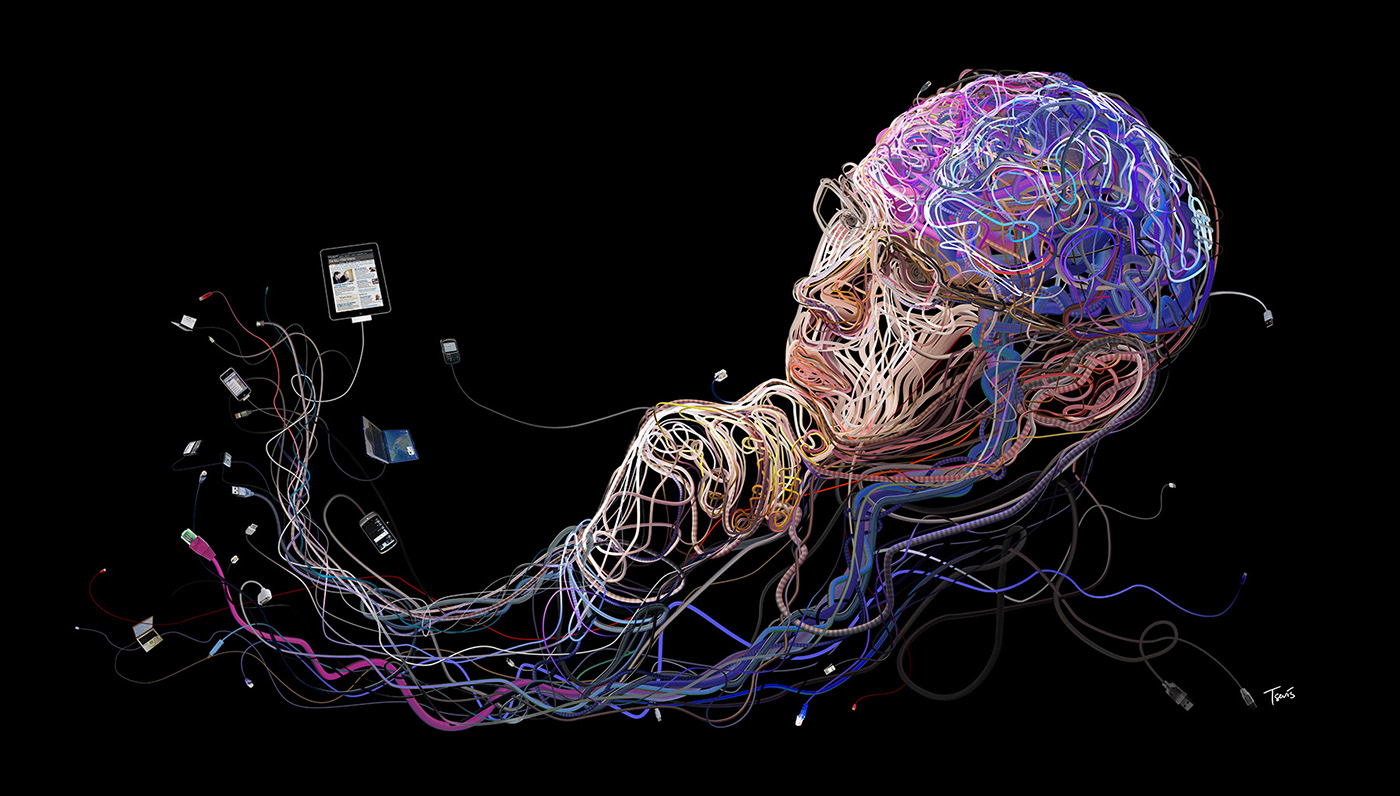 Wires cables Technology computer graphics arts Neurobiology brain cognitive science rastafari reggae Steve Jobs iphone complexity information network