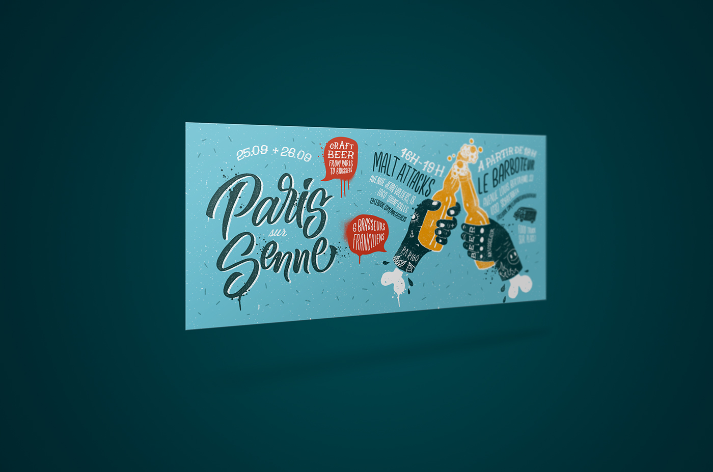 Paris sur Senne flyer poster beer craft discovery brussels tasting lettering handdrawn
