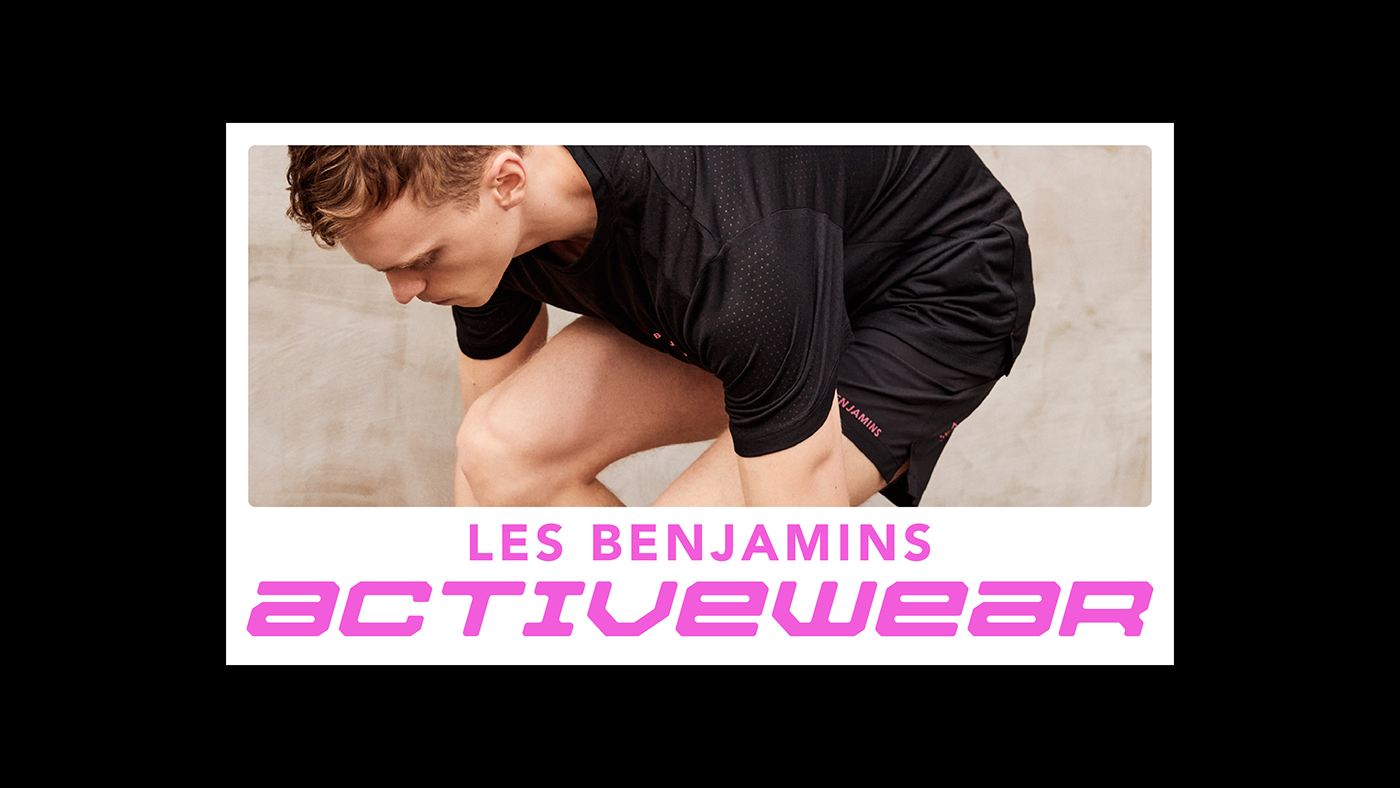 activewear animated type branding  Fashion  kinetic typography Les Benjamins les benjamins activewear Logotype motion typography sport