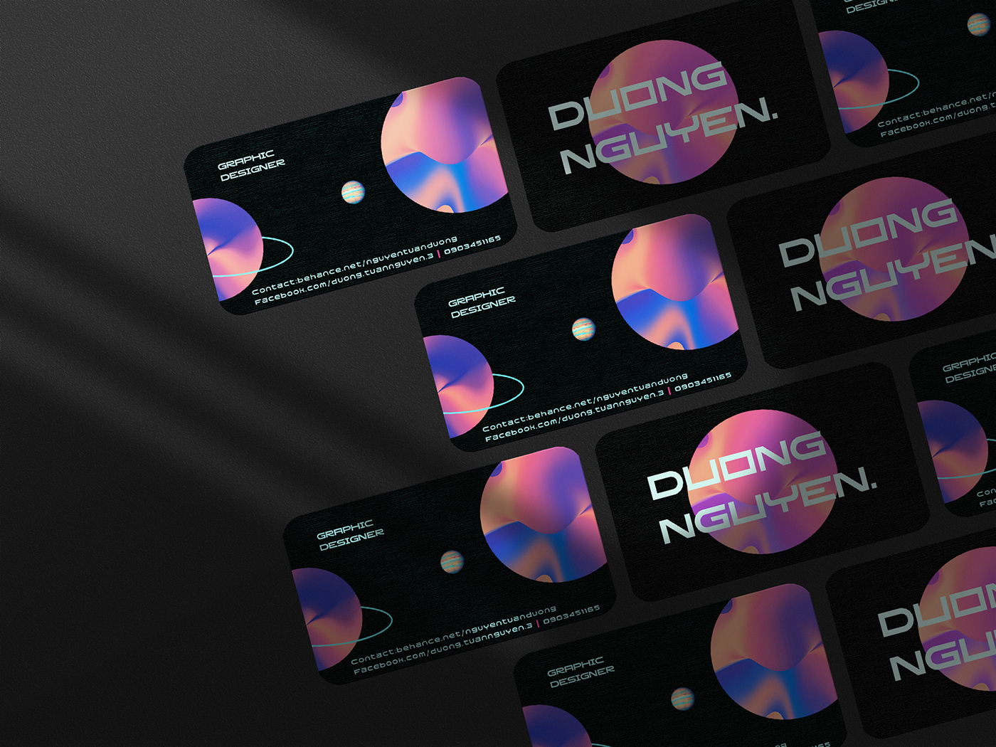 branding  business card futuristic graphic design  personal Space  fluid personal business card Personal Identity identity