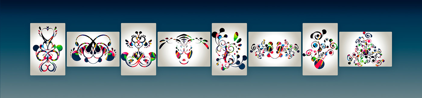 Illustrator vector color vibrant martian Love heart II black White pattern shapes raster