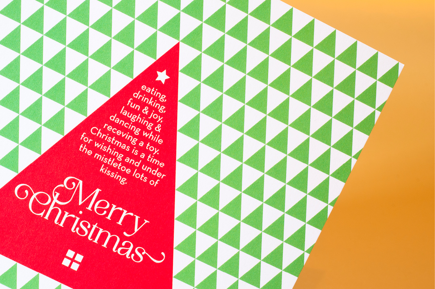 xmas card Christmas green red festive Stationery triangle modern star merry company wedding quirky cool