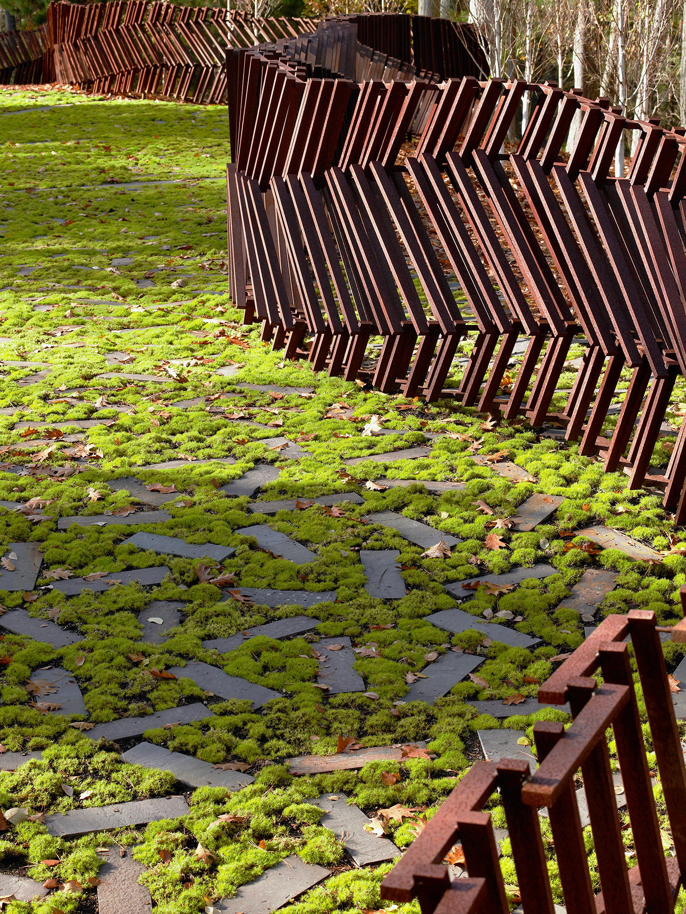 fence Landscape architecture garden pond Massachusetts moss design