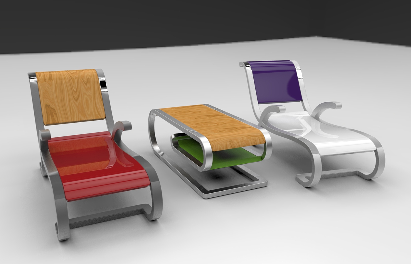 coffee table Lounger colour Plastic and Wood keyshot Solidworks furniture