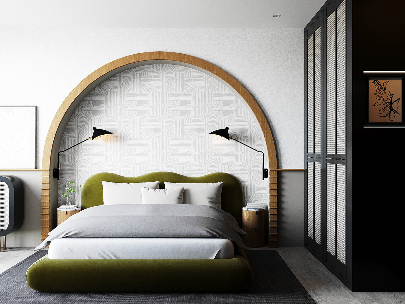 bedroom bedroomdesign interior design  Interior visualization Render architecture 3ds max modern bedroominterior