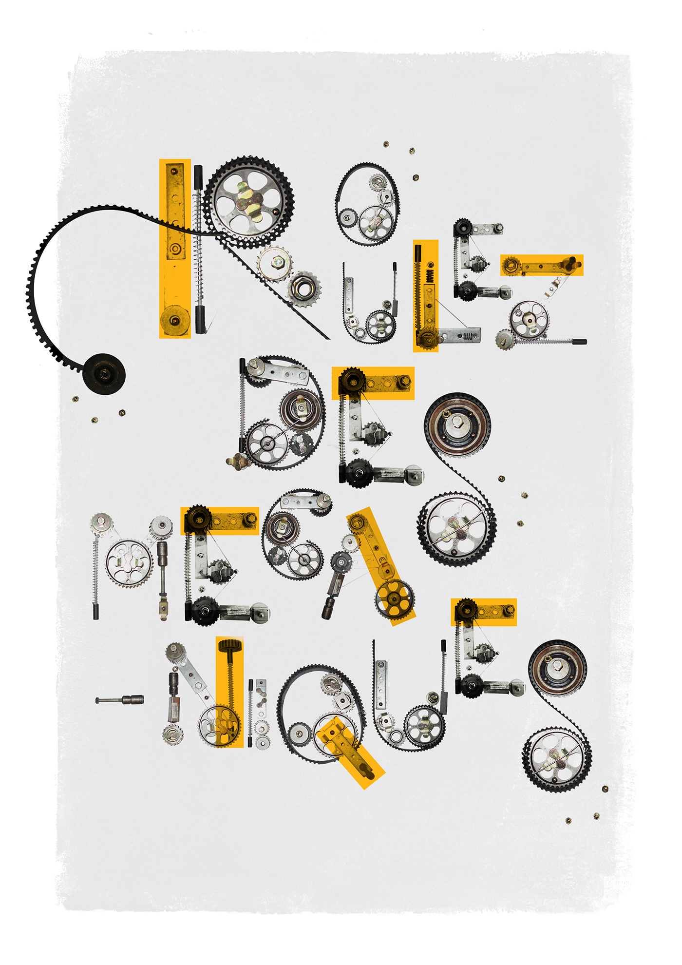 poster affiche Auto mécanique metal recyclage yellow jaune car mechanical