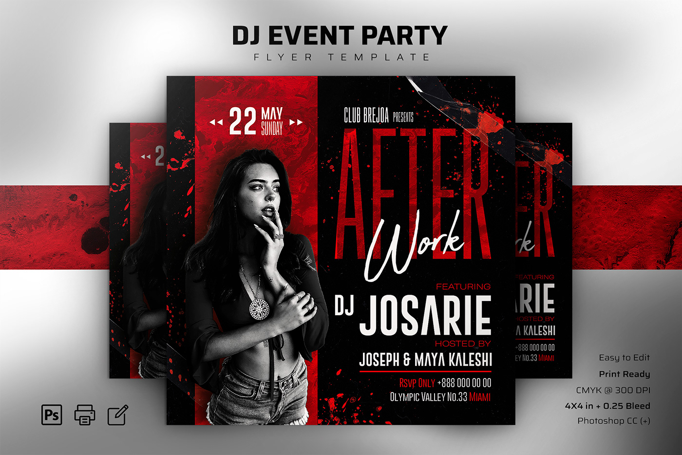 CMYK dj download Event flyer music party print psd template