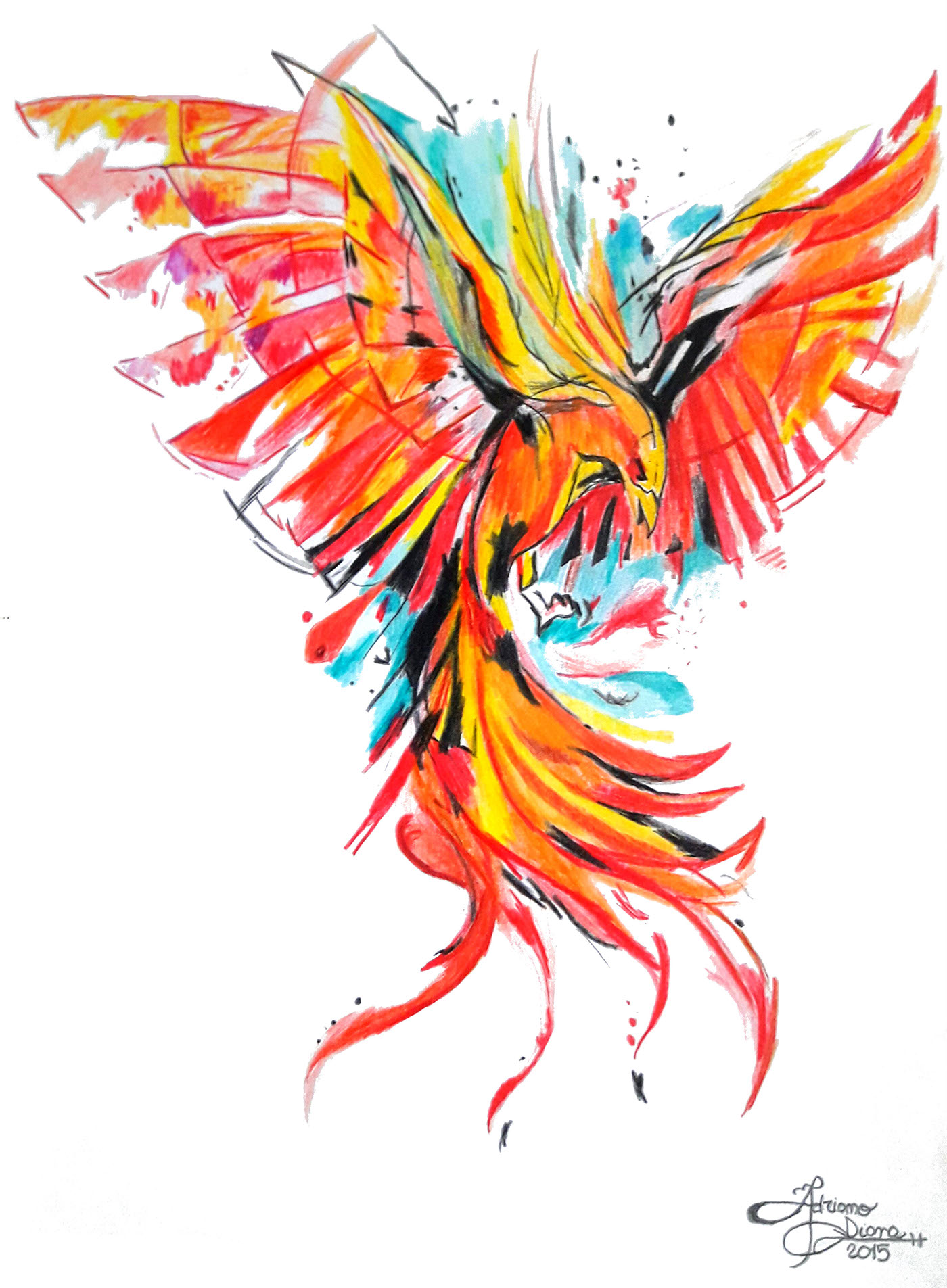 paint watercolour Phoenix rebirth quadro dipinto painting   visual art arti illustrative Show