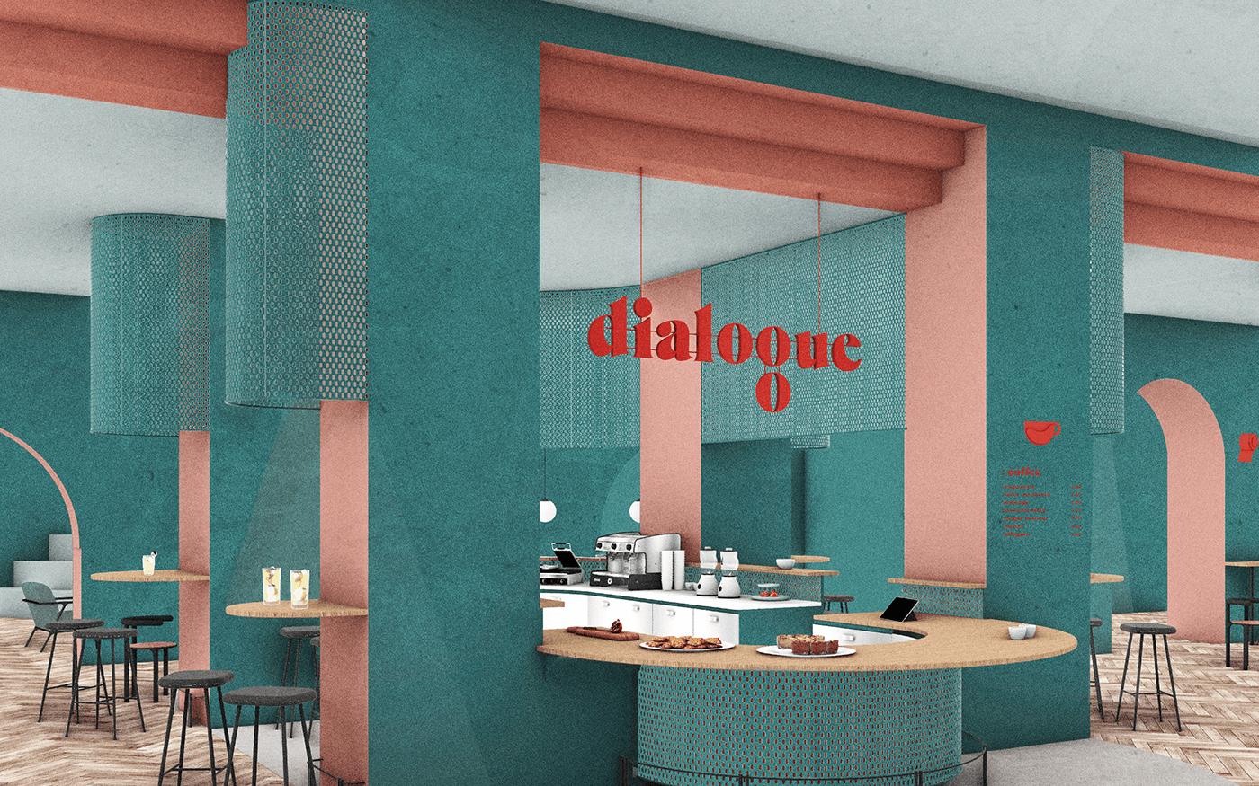 brand identity branding  cafe co working space feminist Food  graphicdesign Interior Architecture interiordesign room concept