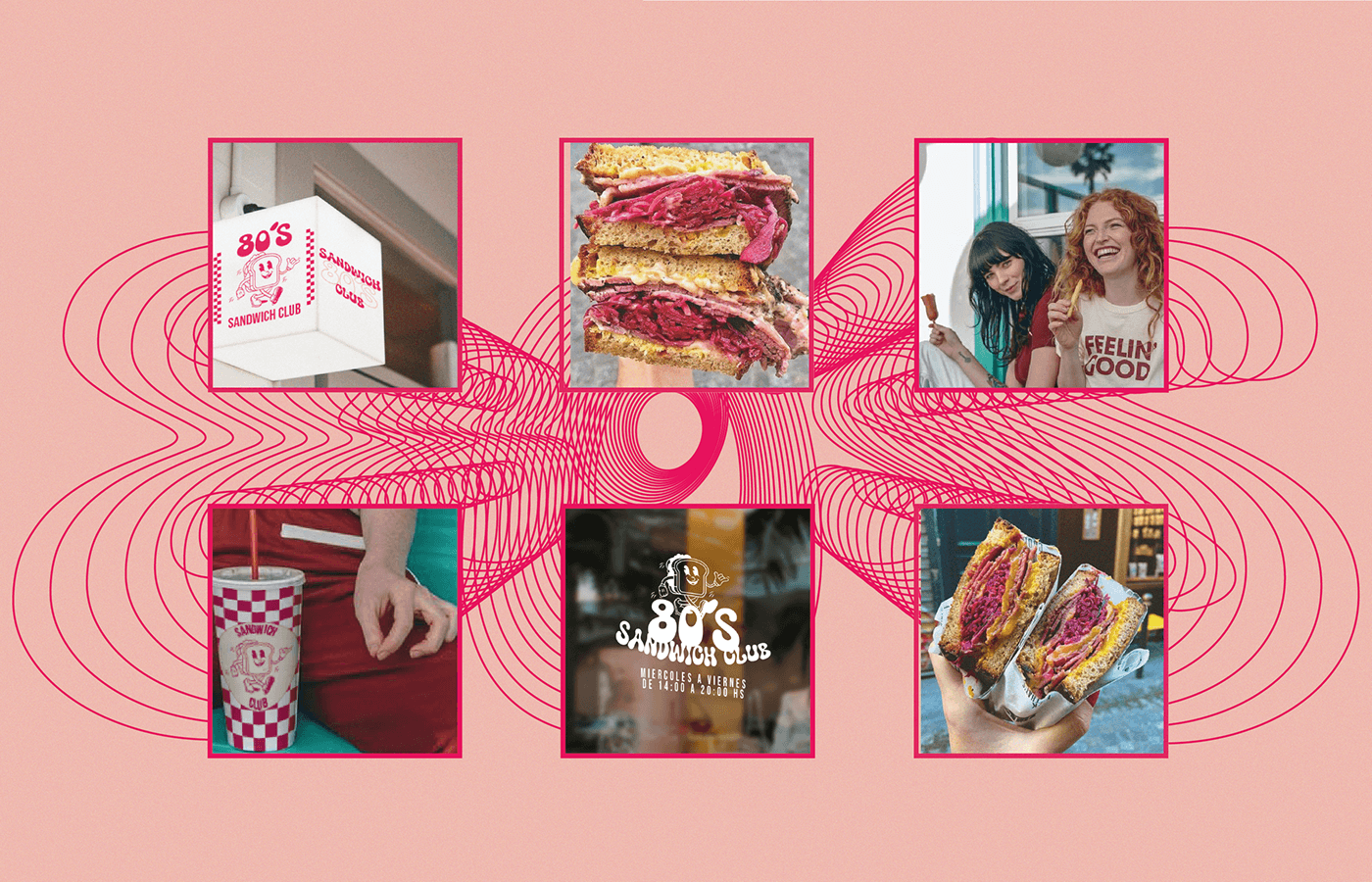 sandwich Sandwiches comida branding  identidad visual rosa logo identity adobe illustrator Brand Design