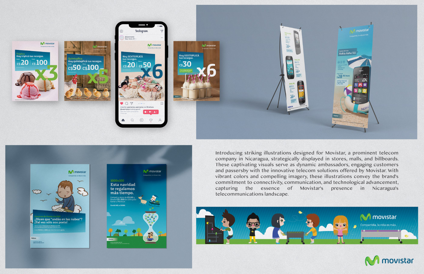 Social media post marketing   Advertising  illustrations children's book Digital Art  Graphic Designer posters movistar nicaragua