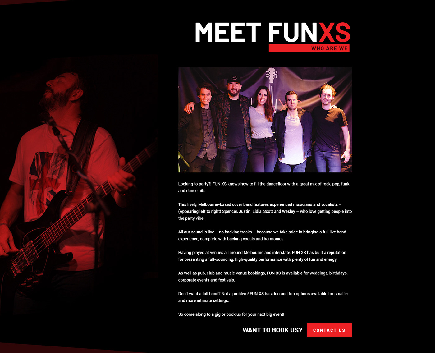 video background parallax dark band one-page wordpress angle red black