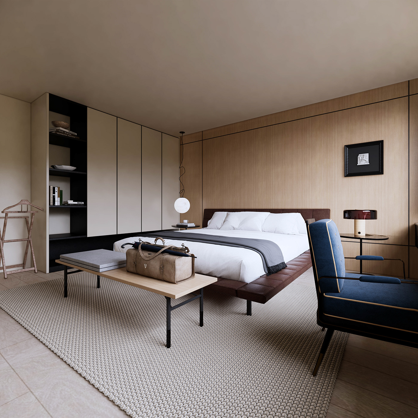 Recamara bedroom interior design  architecture Render visualization 3D Interior hotel descanso