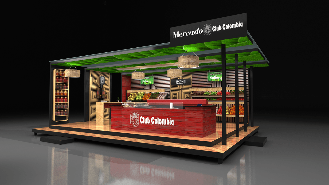 3D artesanal cerveza CLUB COLOMBIA diseño market Stand stand design Supermarket