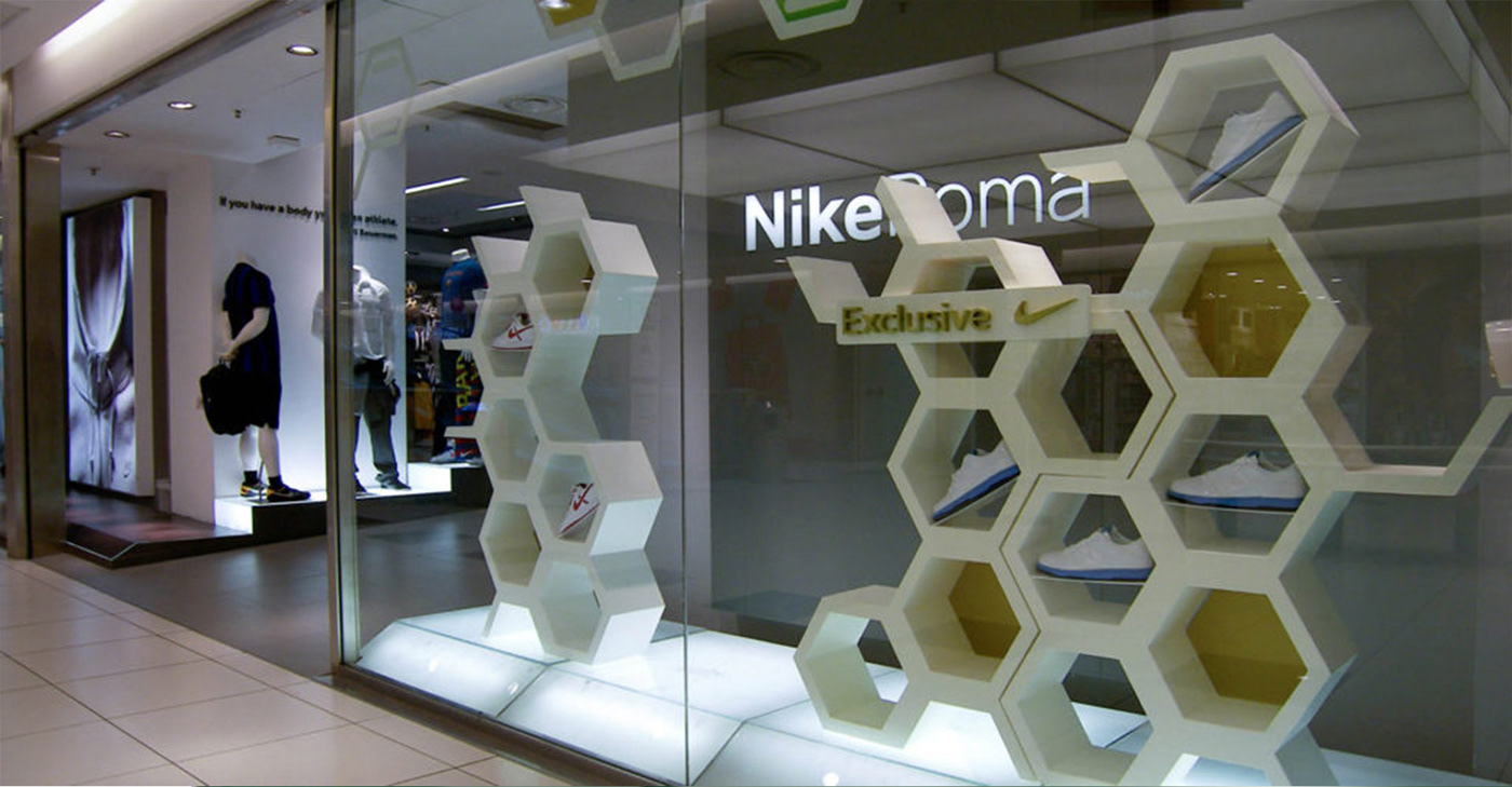 Nike exhibitor espositore nike exclusive limited edition 3D concept fornituredesign interiordesign productdesign