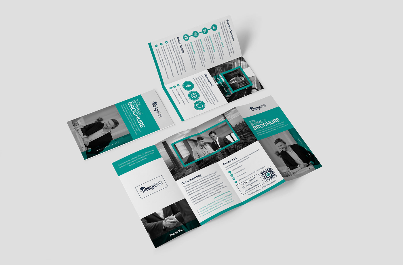 4fold brochure business corporate creative design Designhatt dl flyer Mockup