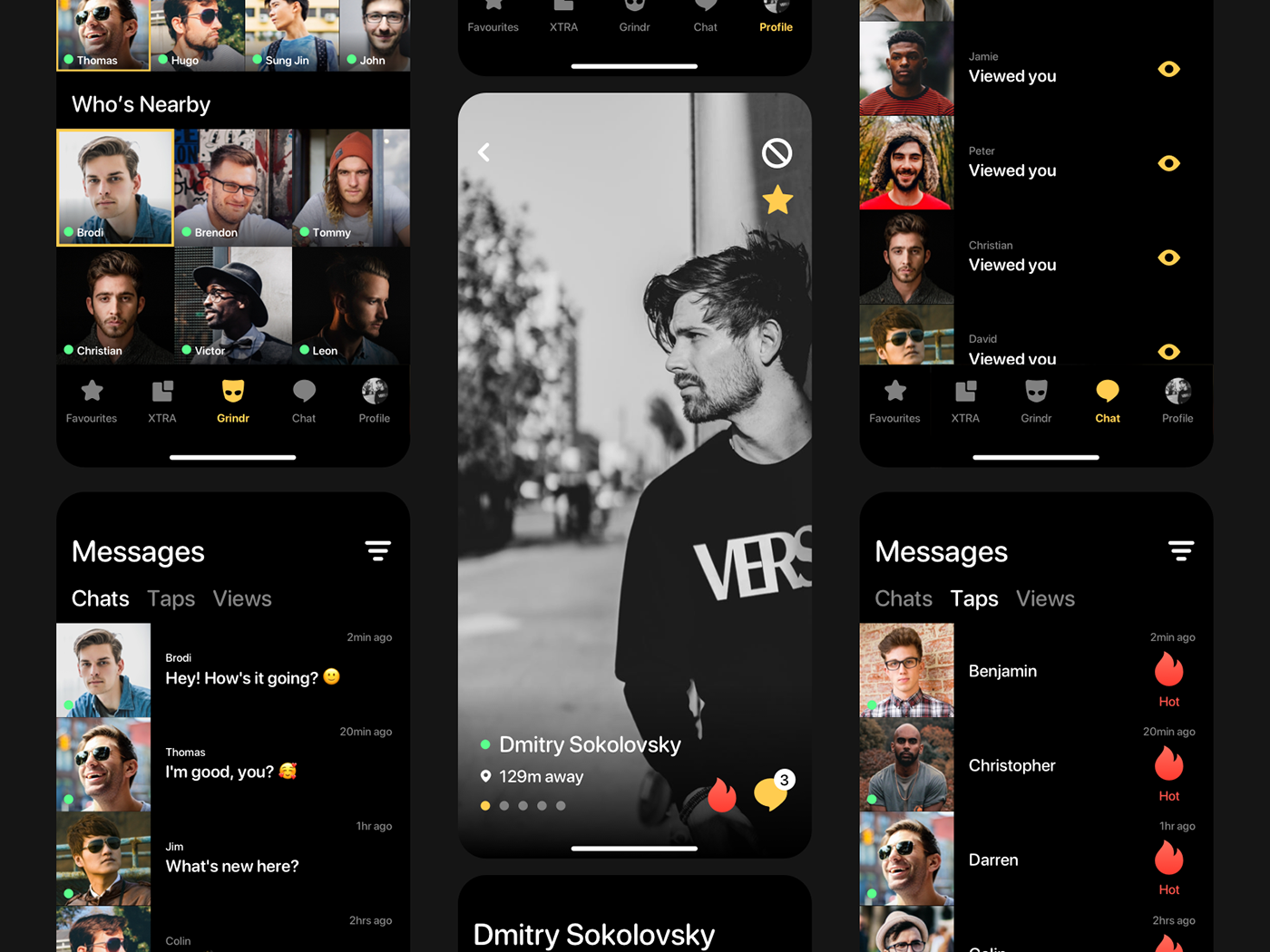 app Dating dating app gay grindr product design  social media UI ui design user interface