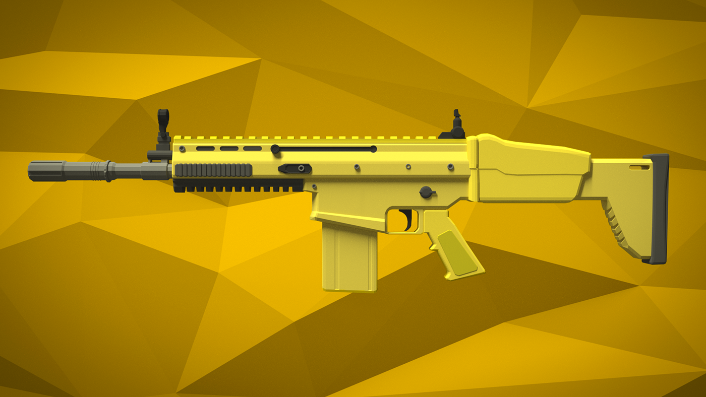 Gun Low Poly graphic game Game Dev 3D blender graphic 3D model scar