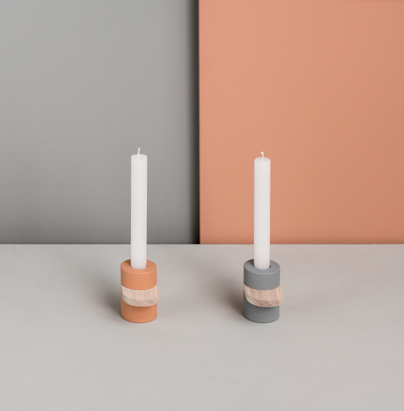 color minimalist candle mint fild design holder wood Metall decor coral