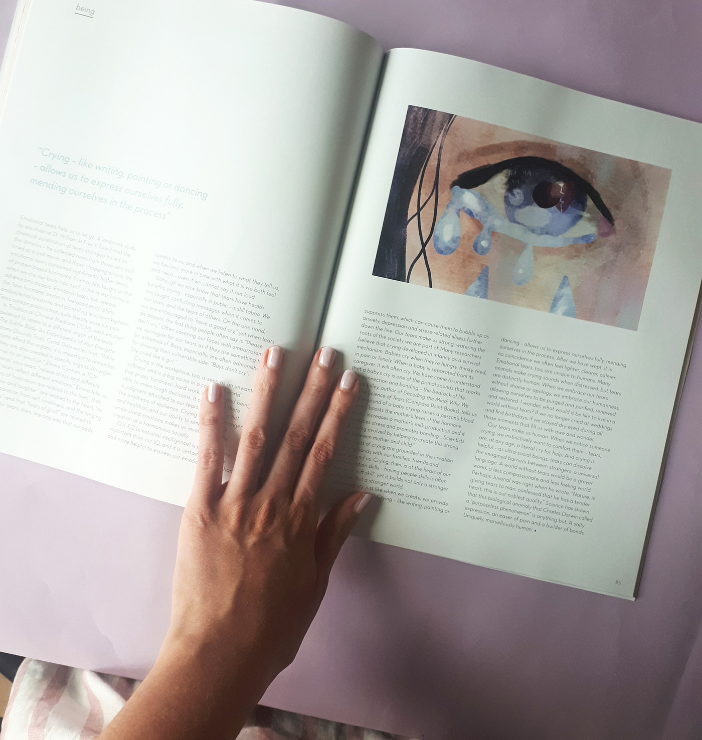 blue crying Editorial Illustration Magazine illustration mindfulness ohmag portrait Sadness soft textures