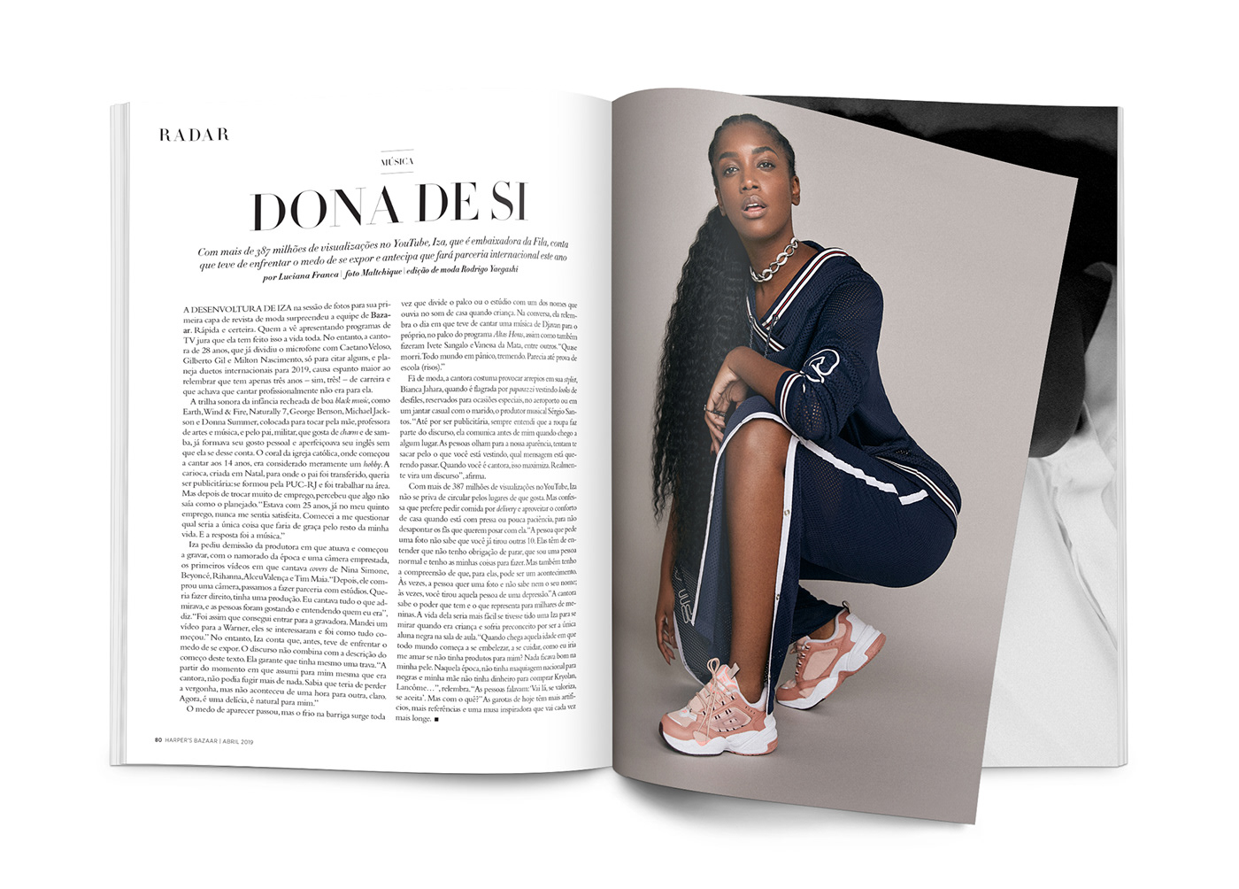 fashion magazine cover iza fila Sportswear Singer portrait mood athleisure motion design
