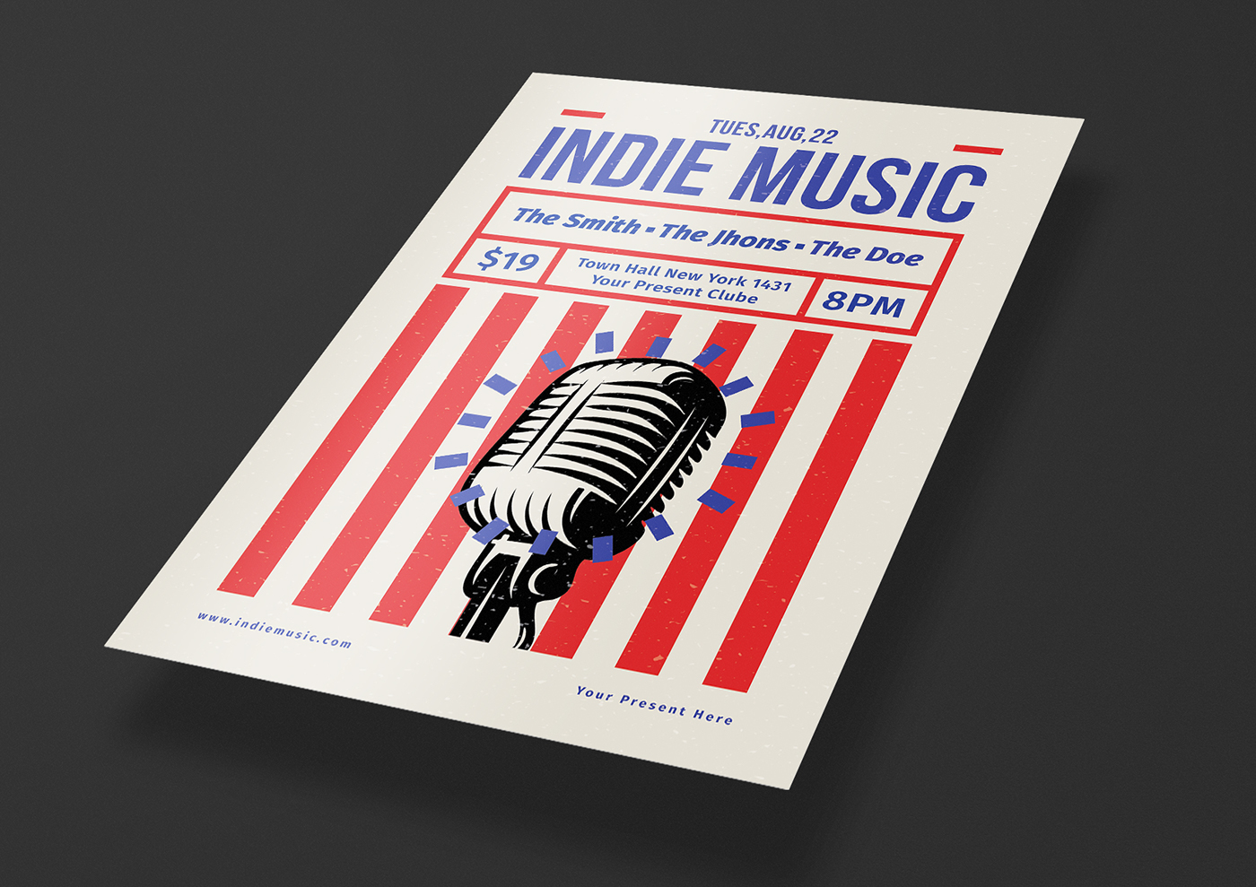 indie flyer poster music Event red blue vintage