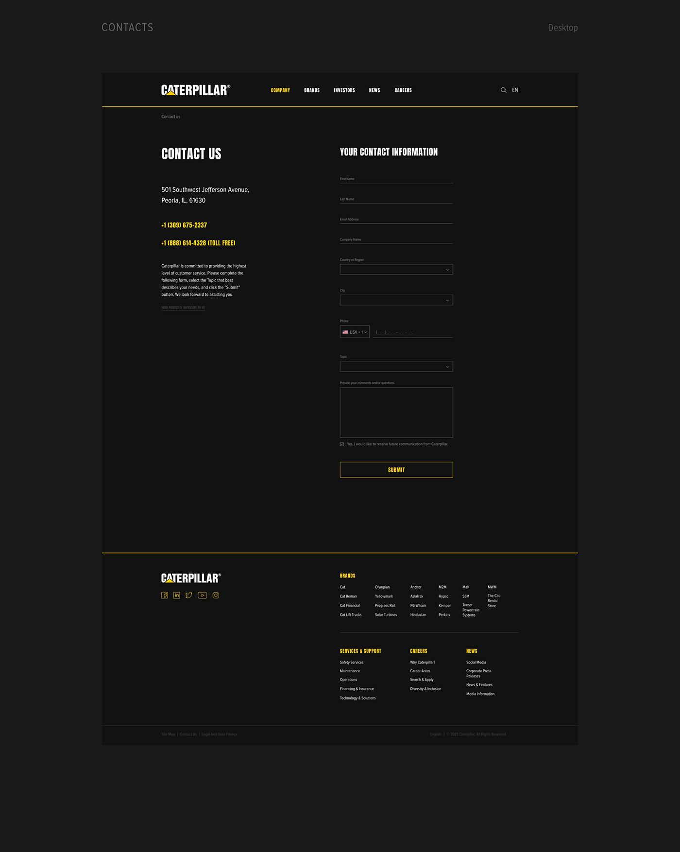 Caterpillar company concept corporate corporate website DesignConcept redesign ux/ui Webdesign Website