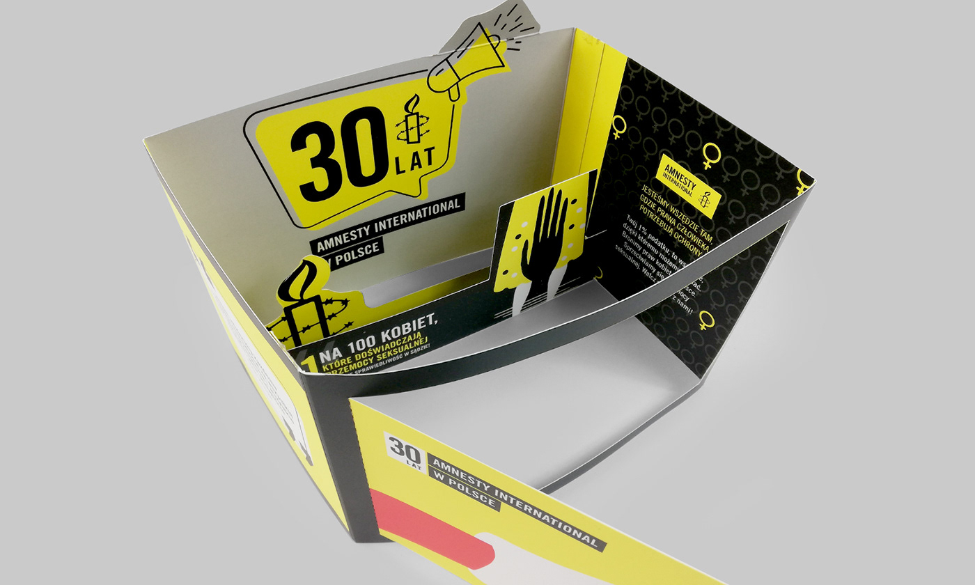 amnesty anniversary creative Direct mailing International leaflet mailing pop-up Selfmailer Stand
