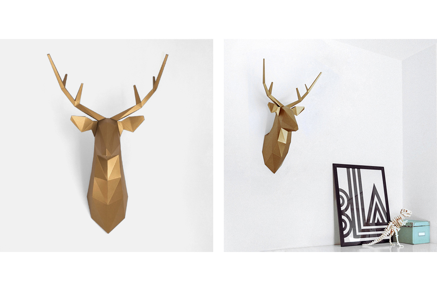 paper  3d  Deer foldit DIY intrerior  sculpture papercraft polygonal Paper Trophy
