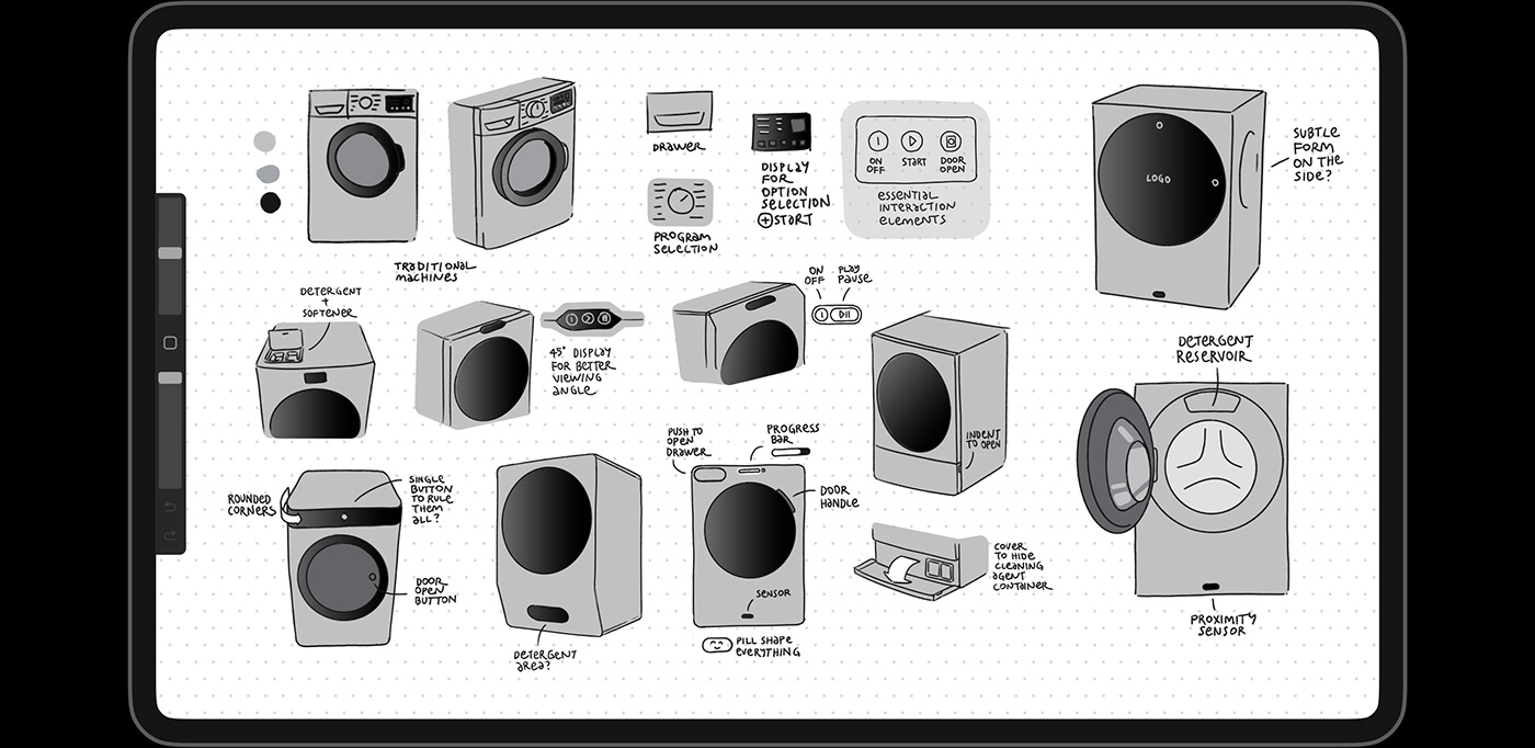 Washing machine product design  industrial design  if design award if design  artificial intelligence Smart home appliances Render CGI