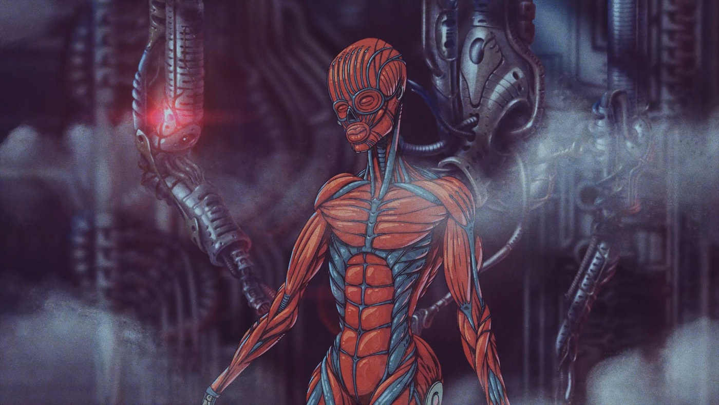 robot sci-fi Giger matrix anime anatomy bones animated biomechanics Cyborg