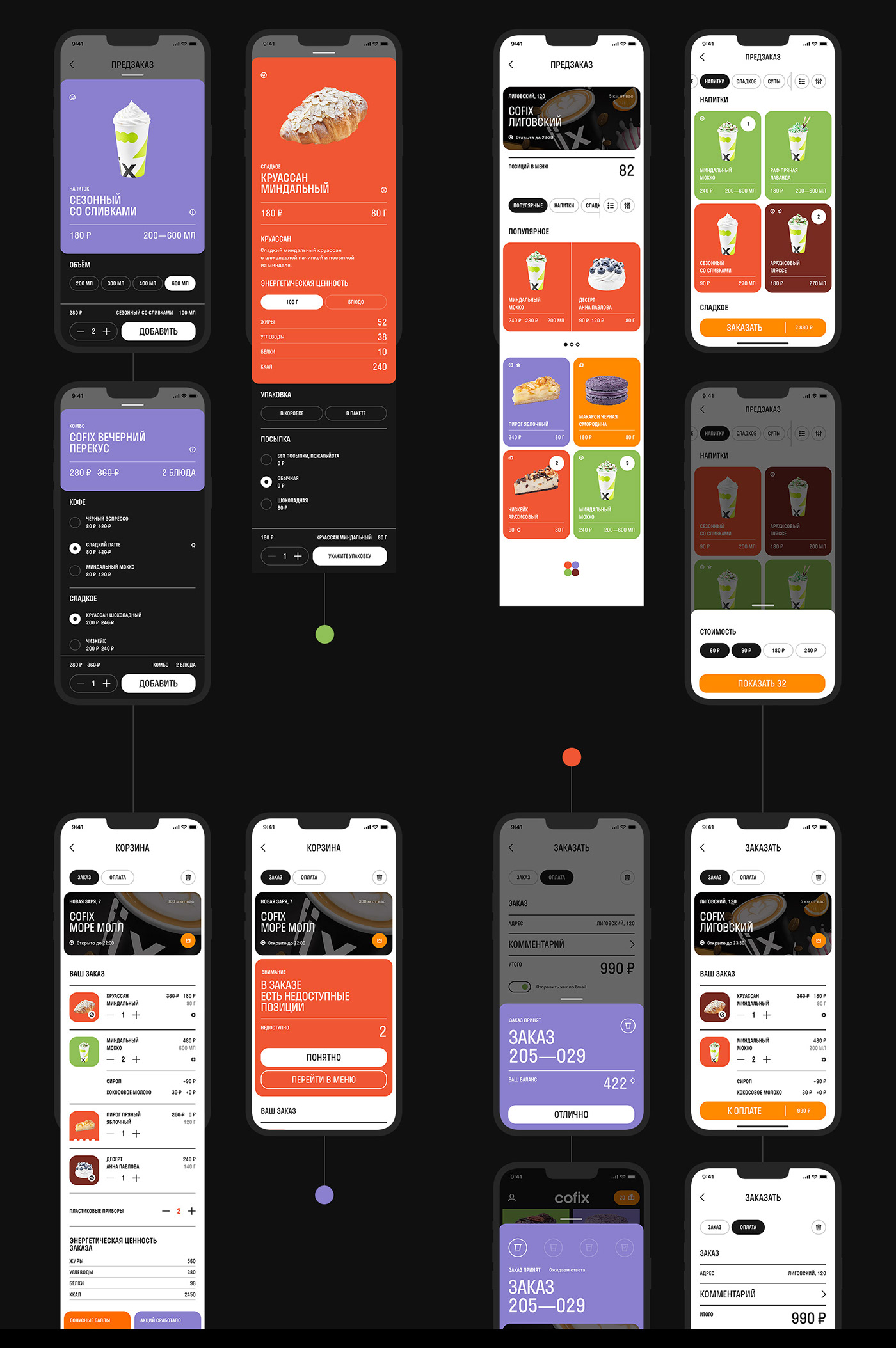 app Coffee COFIX flat minimal mobile orange UI/UX user interface ux