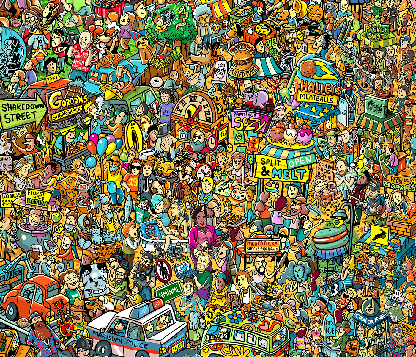Poster Design posters concert rock detail music Phish search and find seek and find Where Is Wally