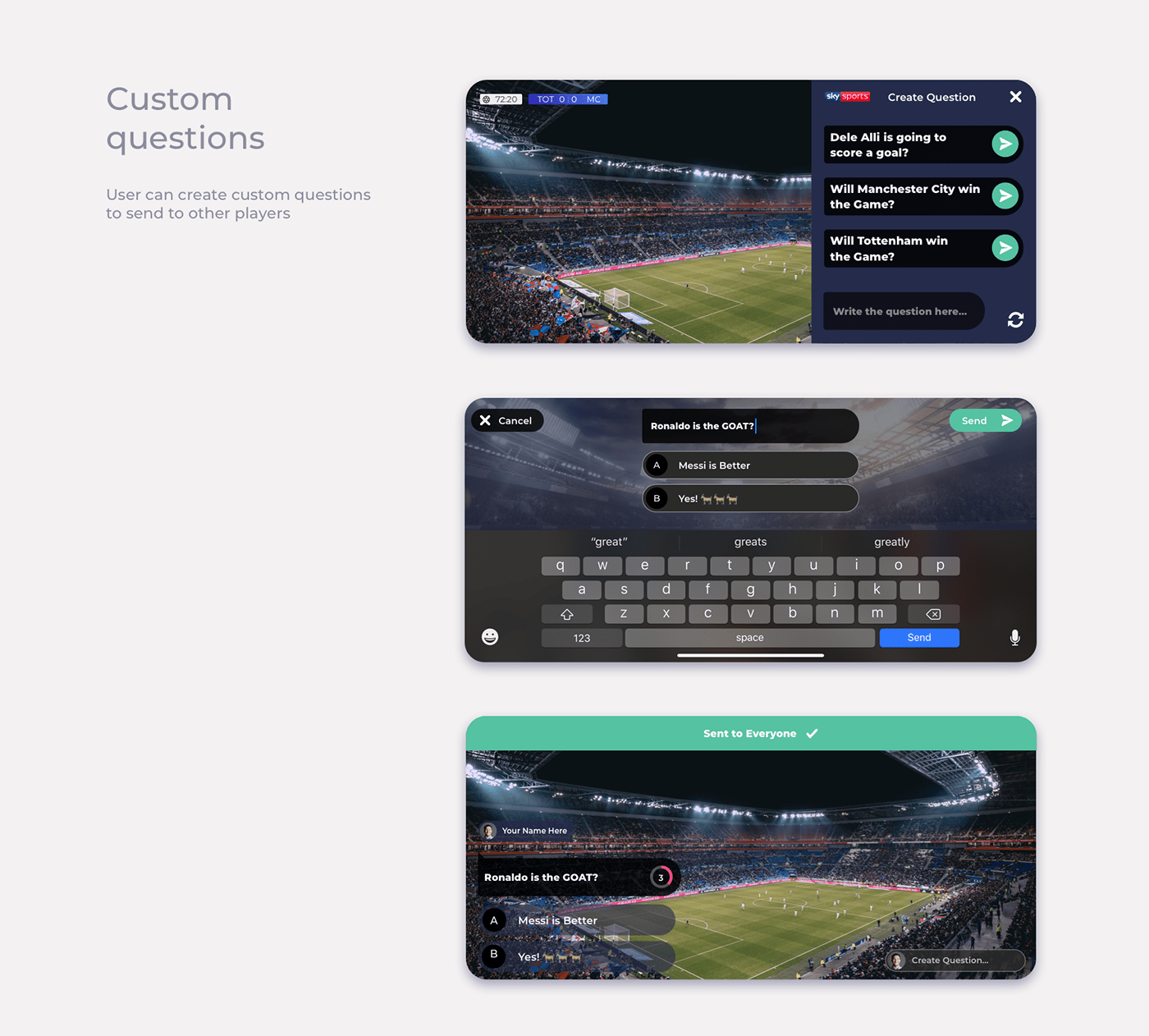 app design football mobile Mobile app Quiz soccer sport stream Web