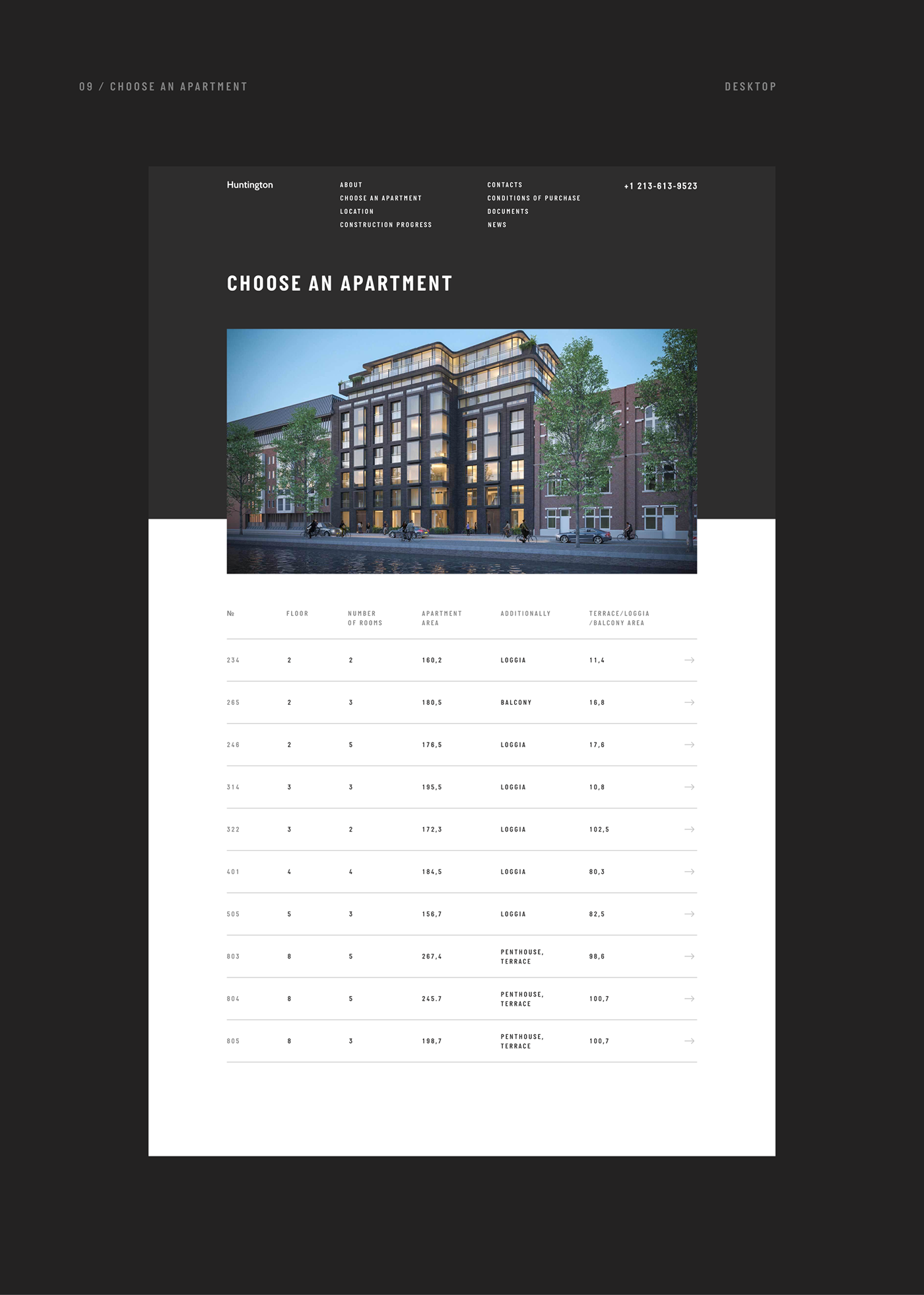 construction company UI ux Website architecture building mobile Webdesign apartment concept