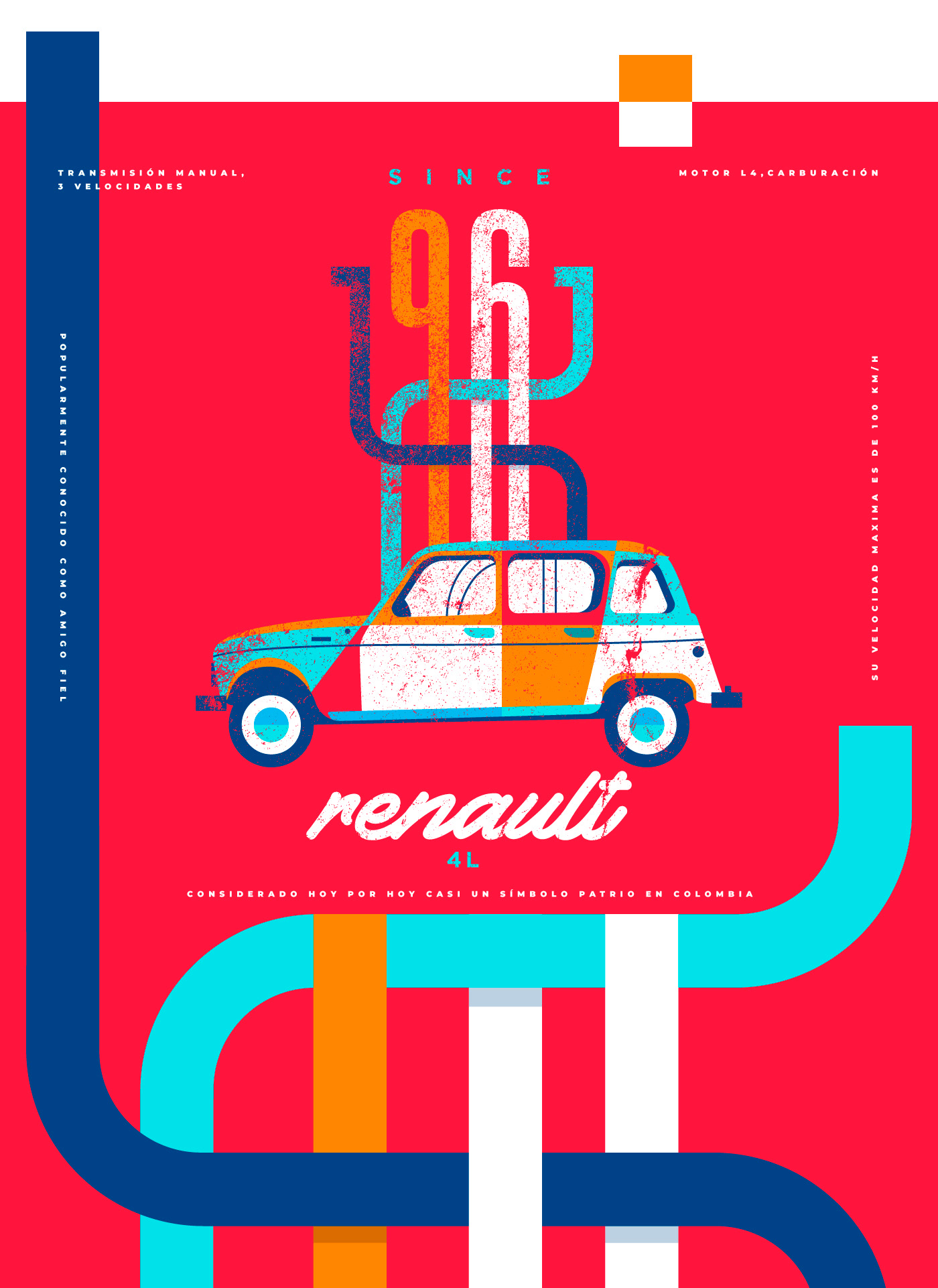 ilustration Cars renault volkswagen colombia Postercard colors ilustracion ads barranquilla
