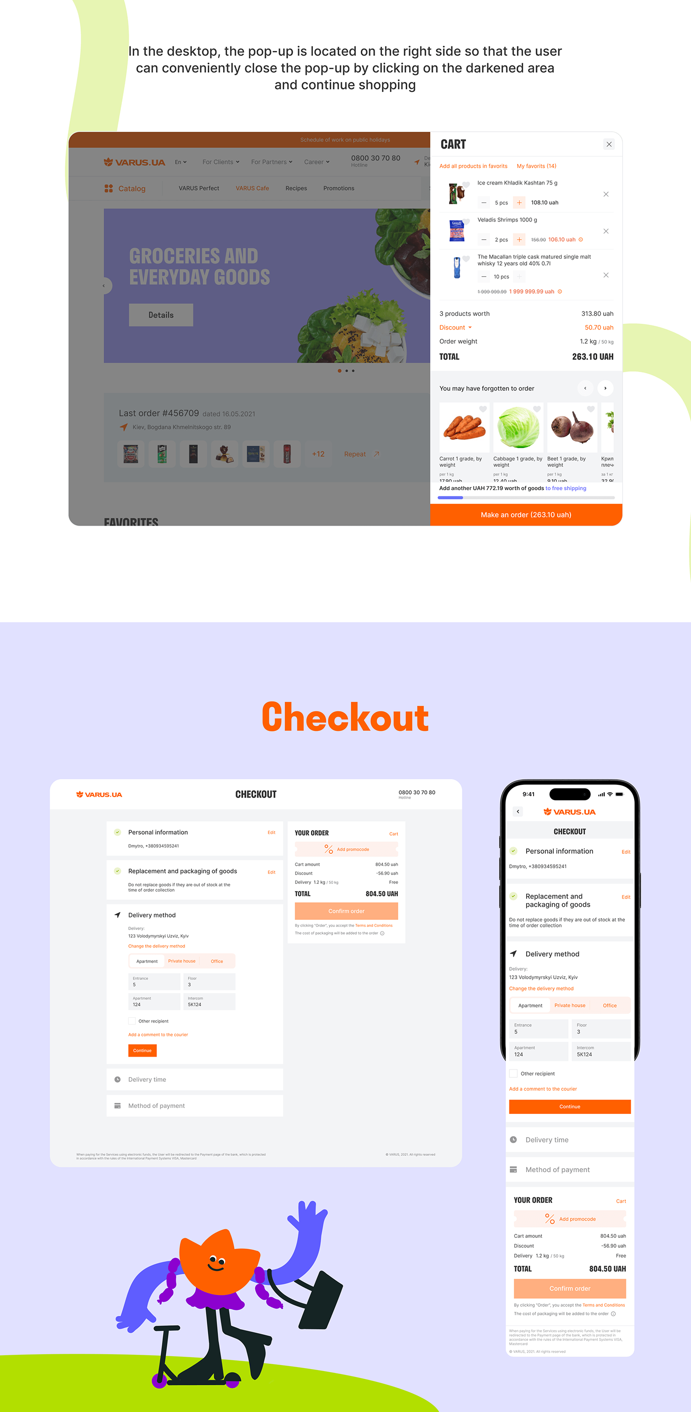 UI/UX Grocery store Food  delivery shop Web Design  Case Study E-commerce Design