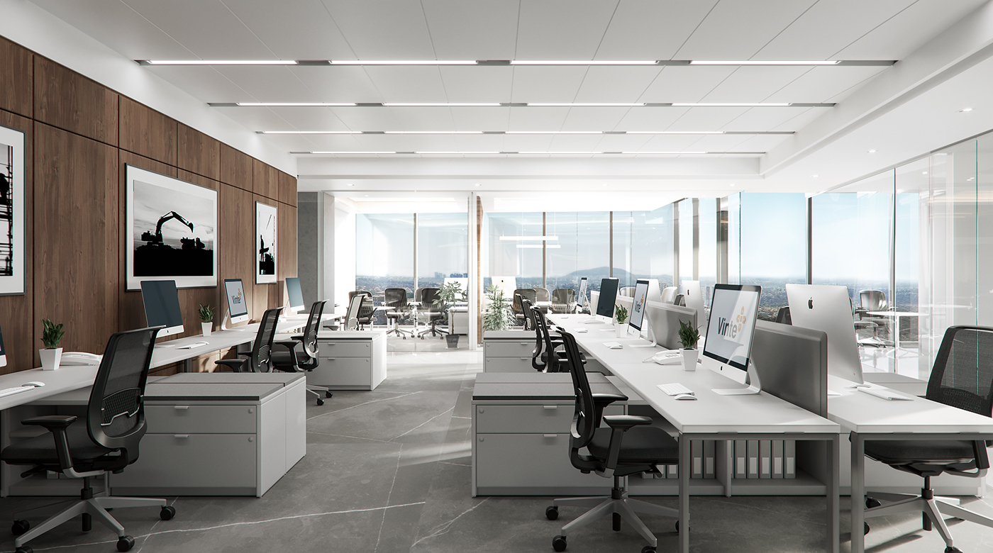 Office corporate corona Render renderer architecture Steelcase