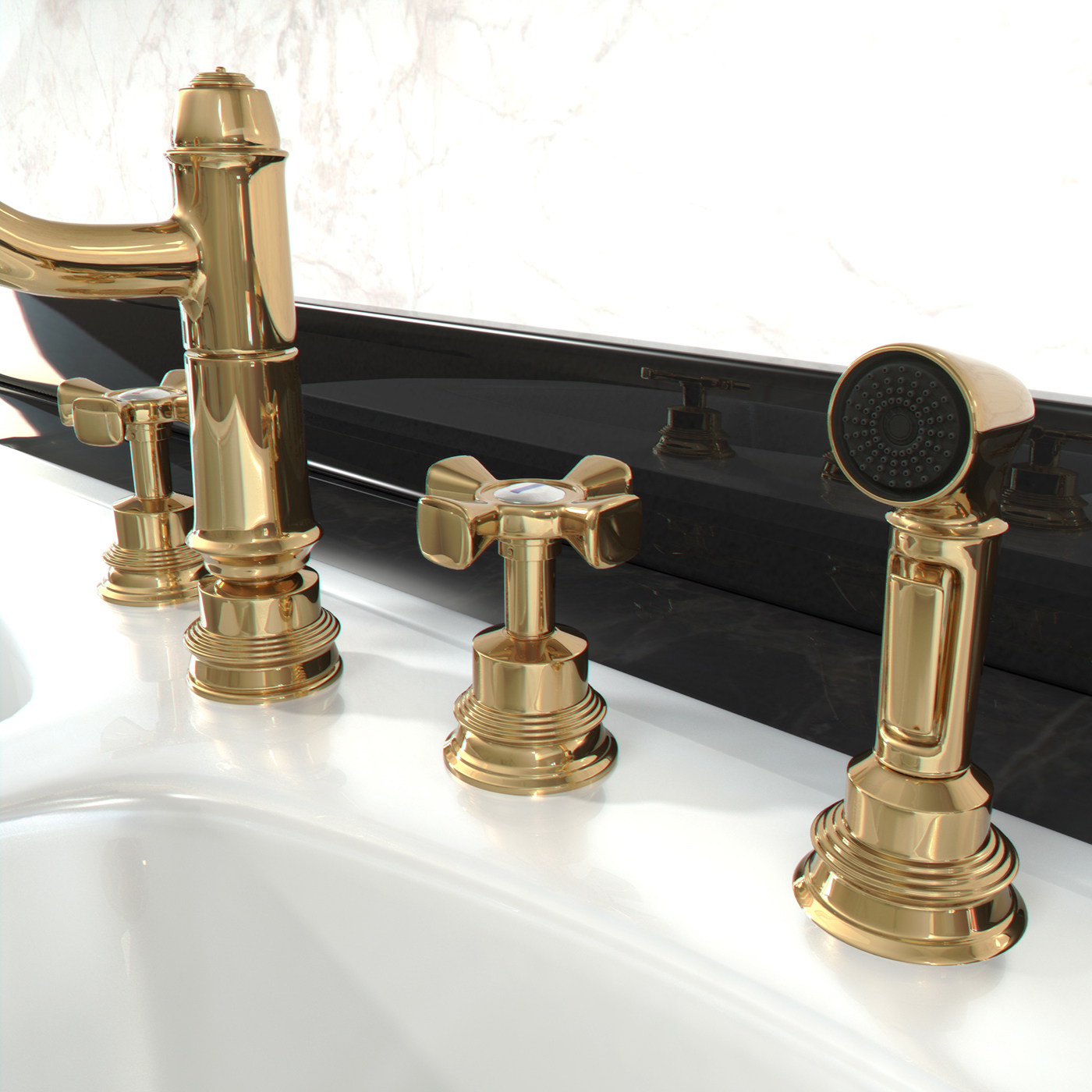 kitchen Sink 3D model design mixer gold Indusrtrial FURNISHING