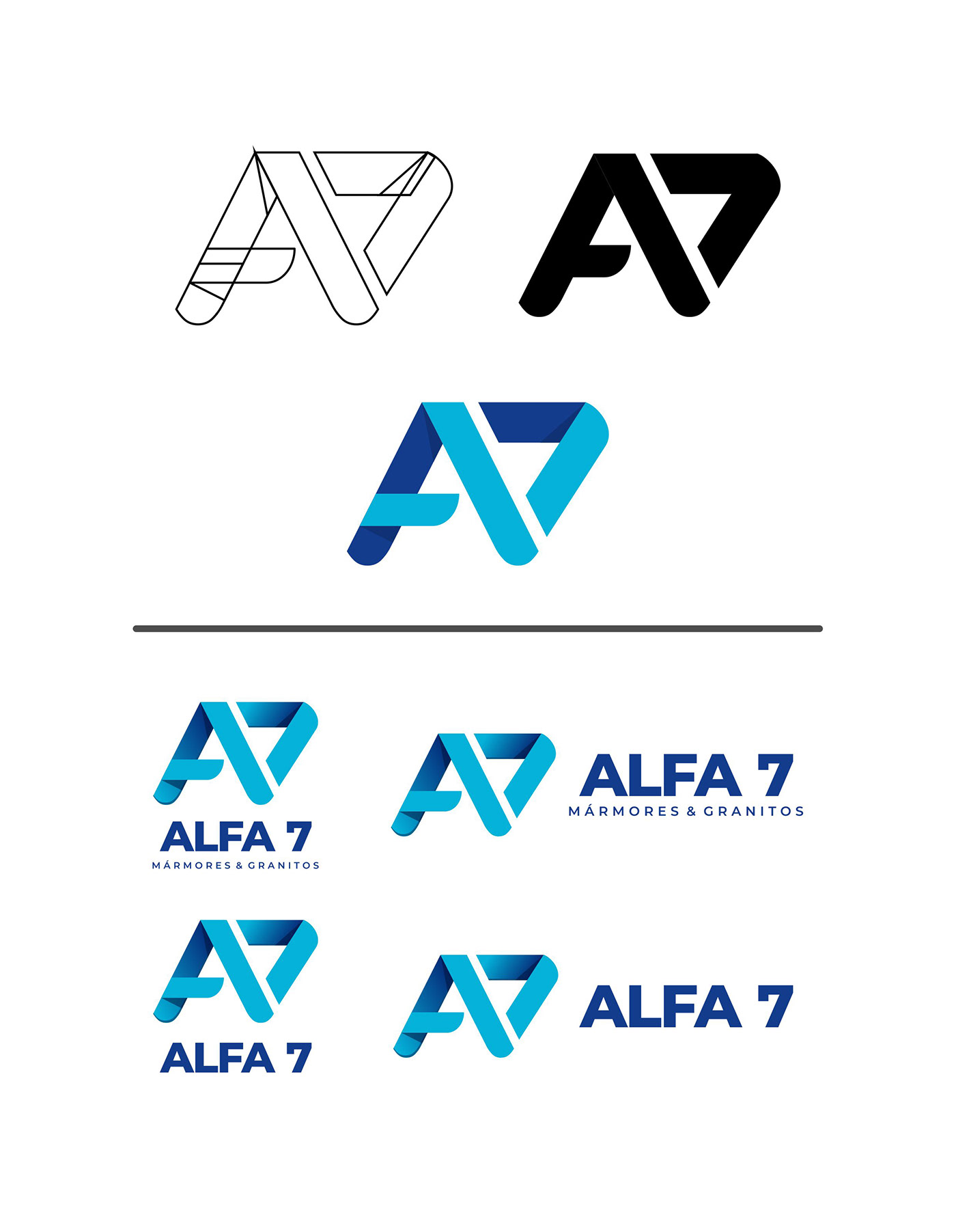 A7 alfa7 dégradé gradiente granitos identidade visual logo Logotipo marca Mármores