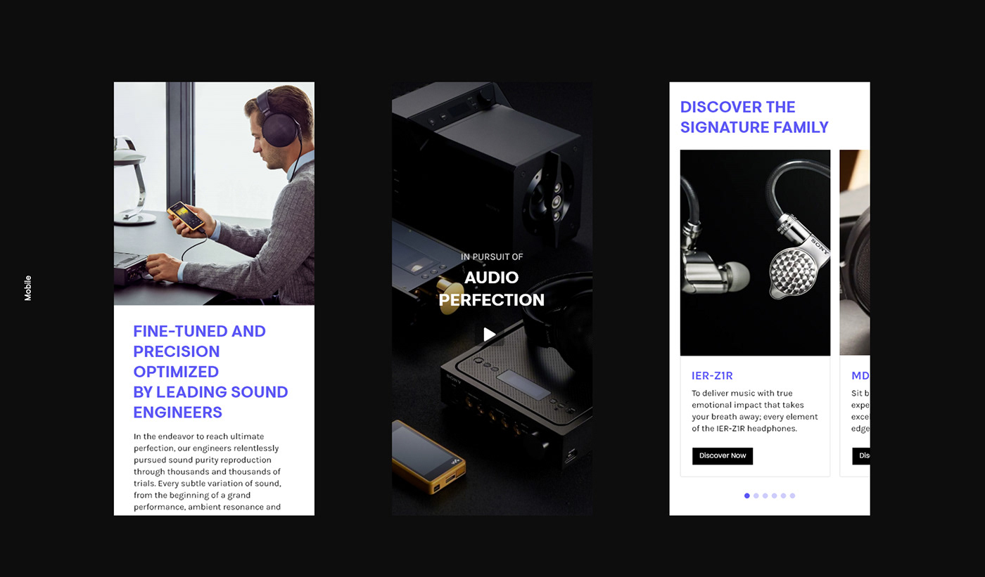Audio Interaction design  redesign shop Sony UI UI/UX ux Web Design  Website