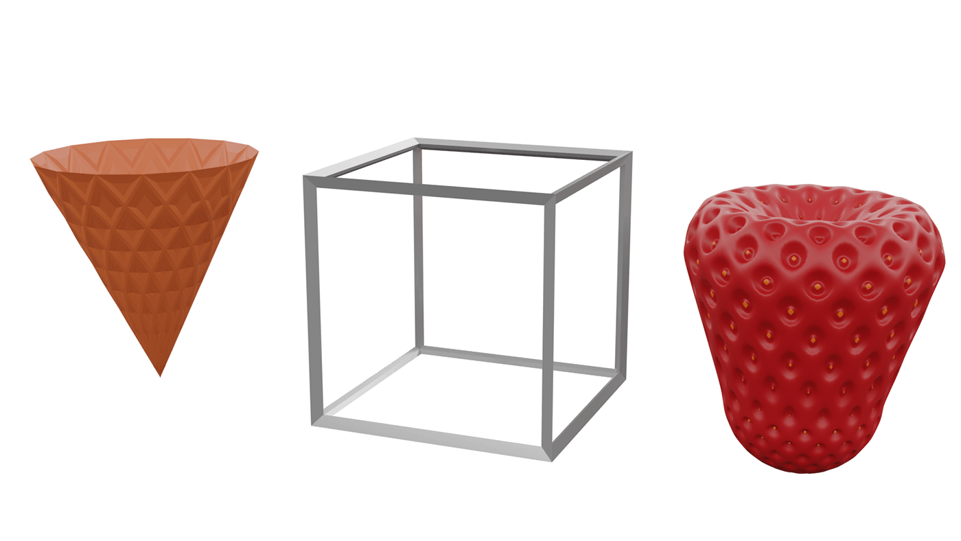 models game design  game uiux Game Art 3D rendering cone model Frame Model strawbwerry