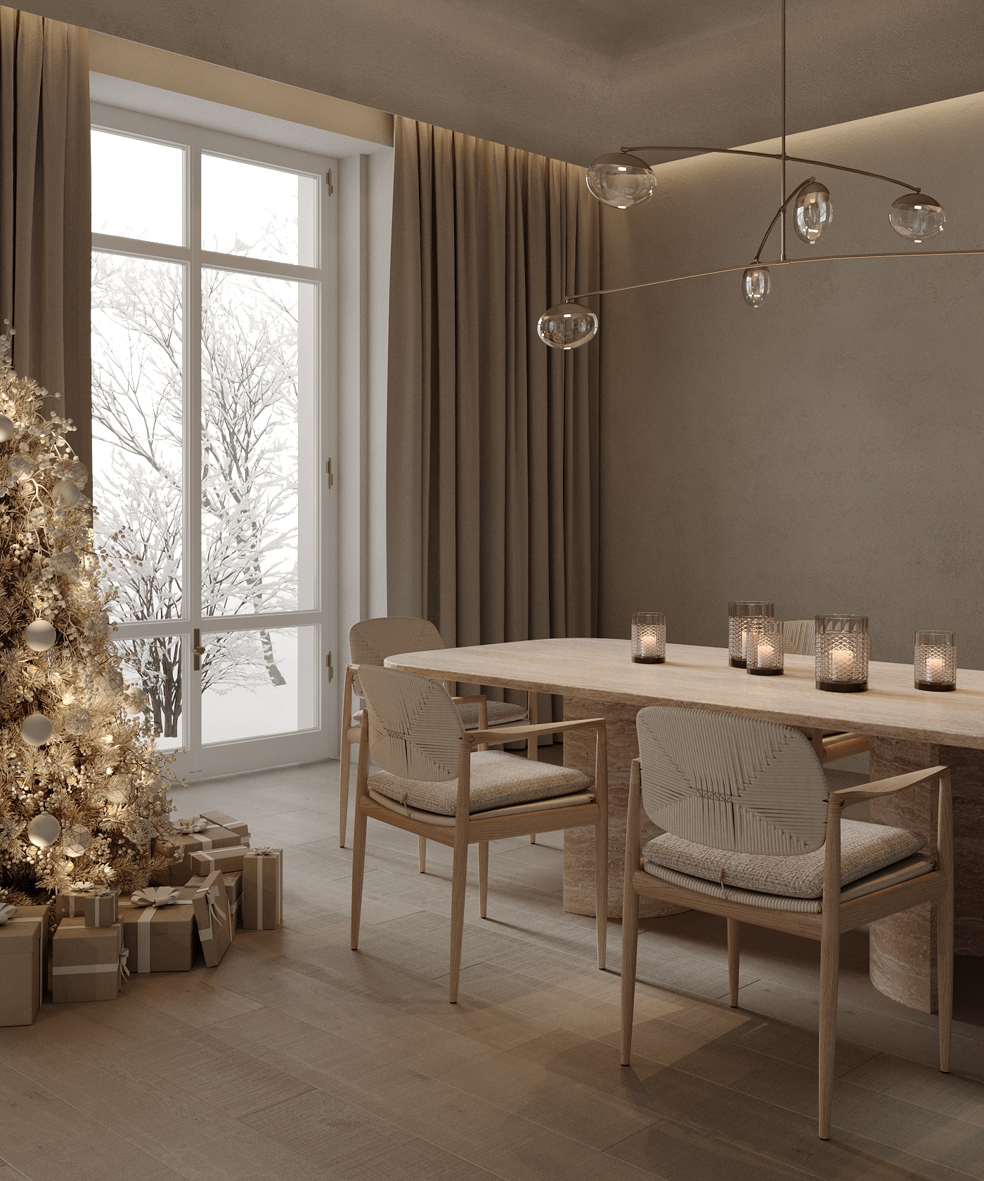 christmas Tree interior design  visualization Render 3ds max Interior Minimalism Japandi