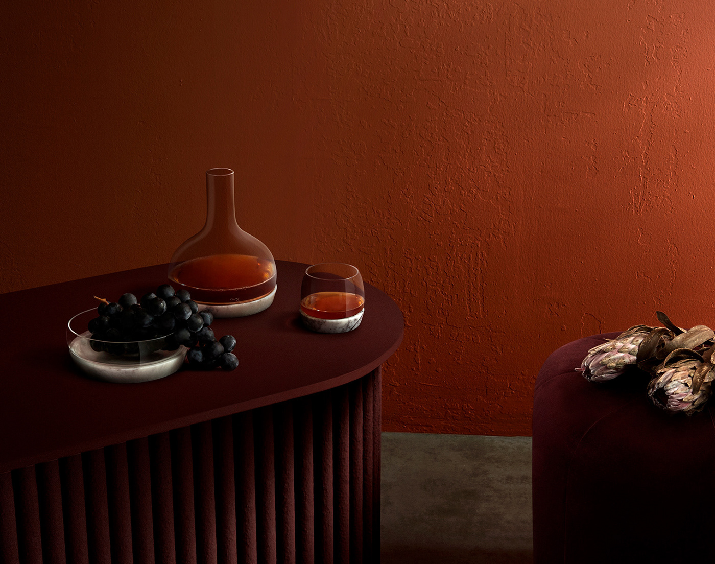 BETTERHINGS burnt orange glass Interior istanbul set design  still life styling  Whiskey