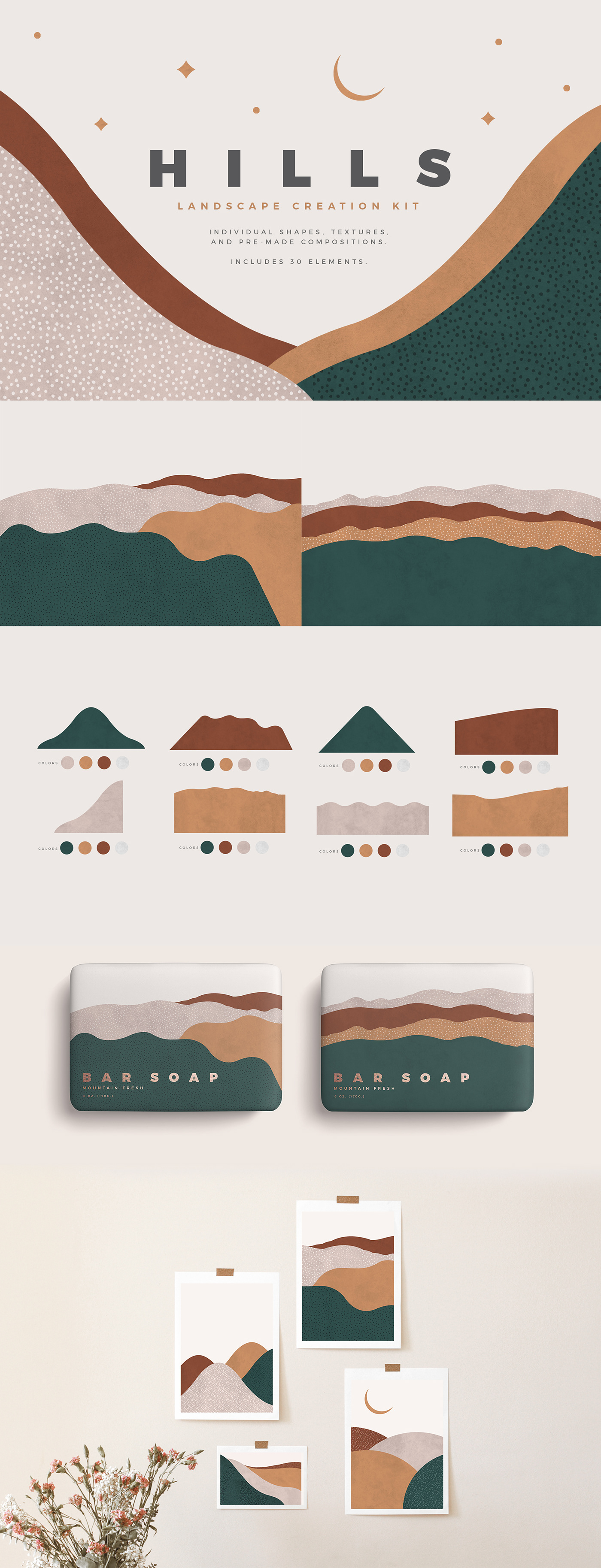 ILLUSTRATION  graphic design  Landscape branding  mountains hills mountain art product creative market design elements
