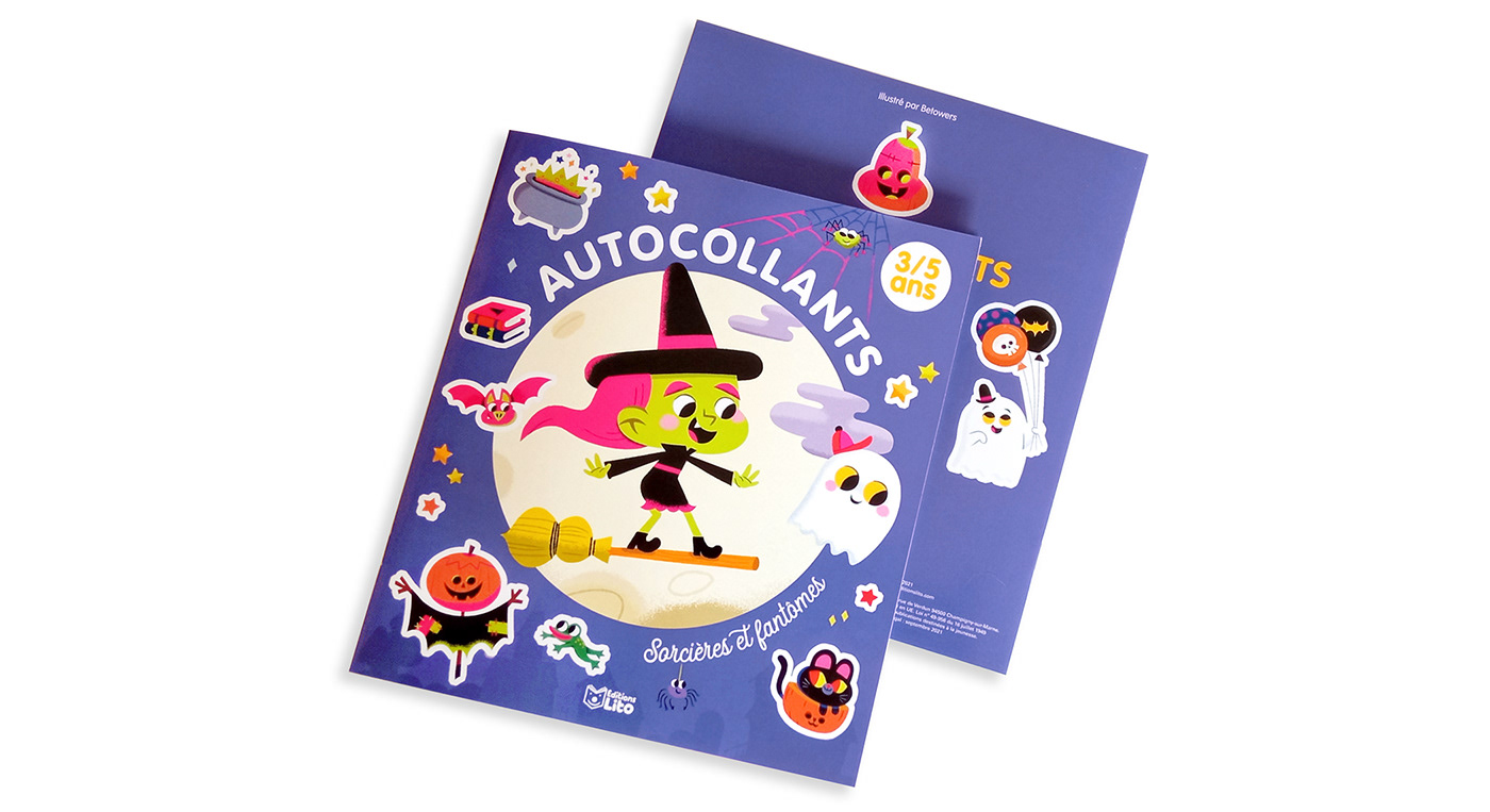 Character design  children's book digital illustration Halloween ILLUSTRATION  kidlit spooky stickers witch