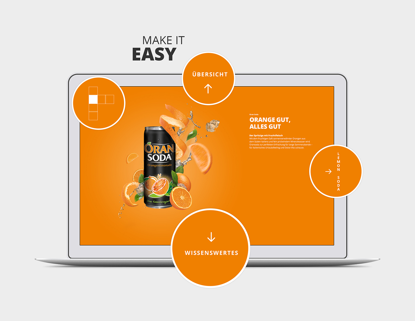 Adobe Portfolio Campari user interface beverages liquids Website microsite landingpage minimalistic Minimalism user journey colorful orange lemon soda Christoph Gey