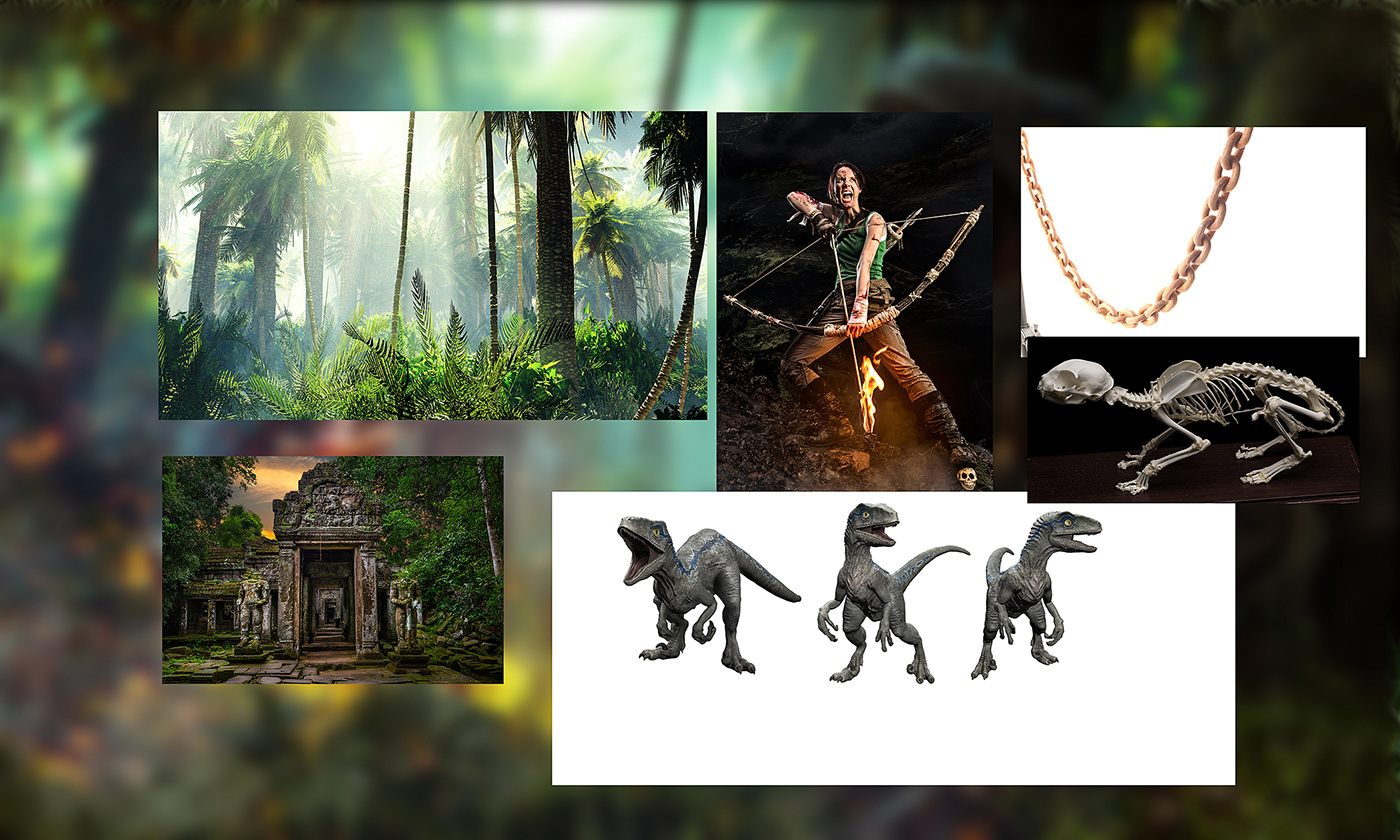 Bildbearbeitung Bilddesign composing compositing Dino Dinosaurier fotodesign jungle photoshop