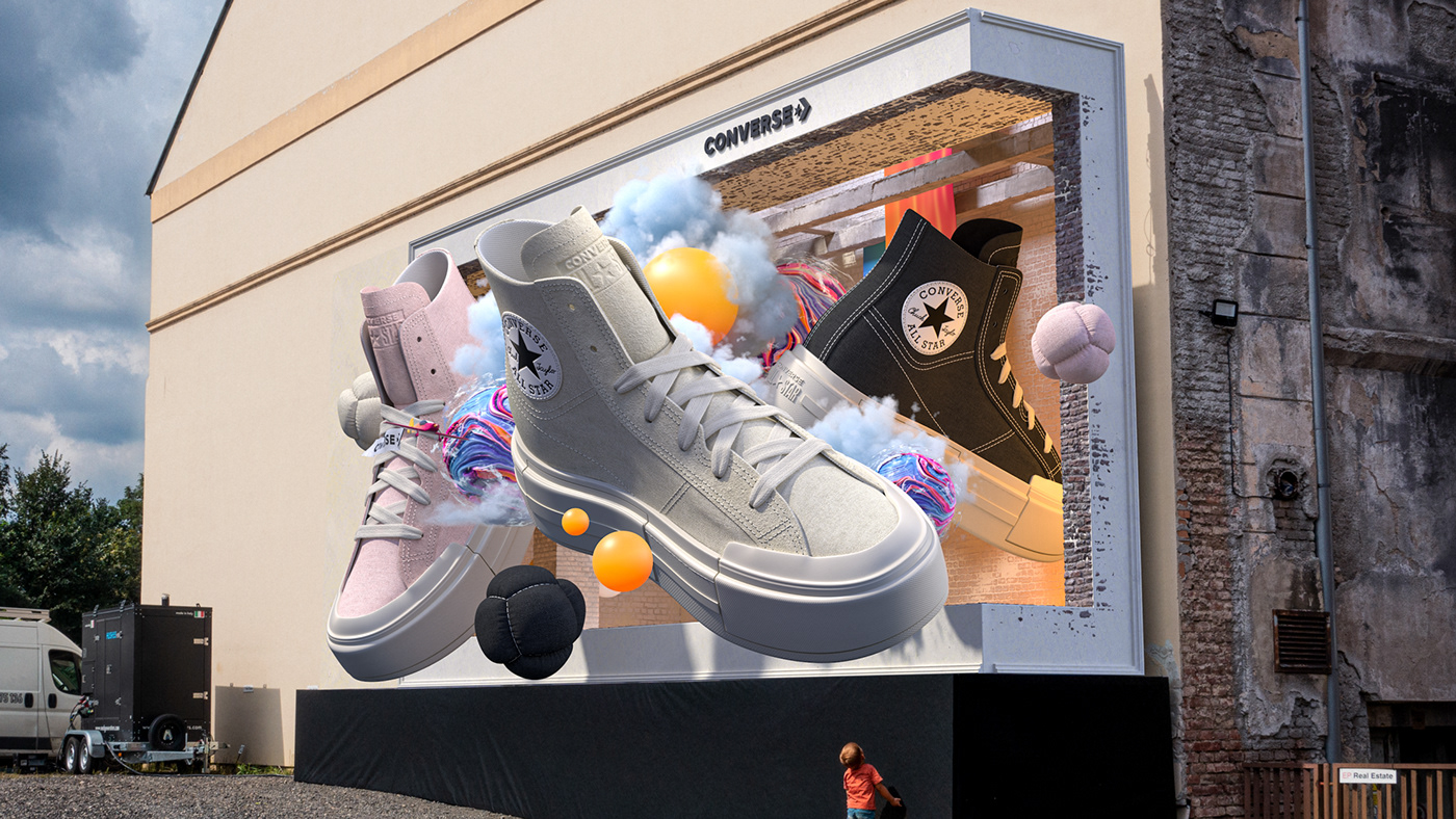 3D CGI anamorphic OOH converse shoes Fashion 